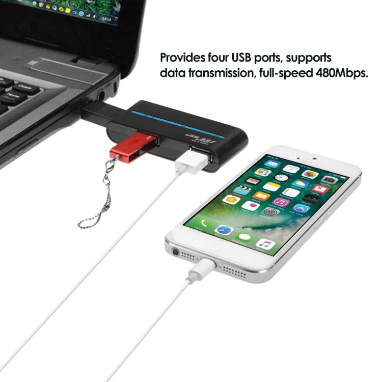 180 Degree Rotating USB 3.0 USB Hub Folding USB 4 Ports Splitter(Black)