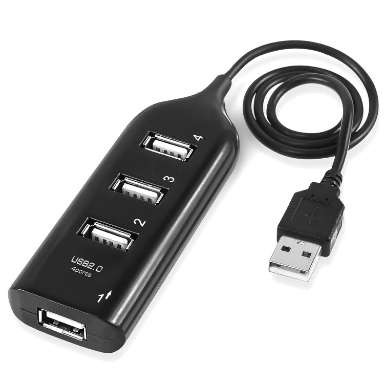 4 Ports USB 2.0 HUB, Cable Length: 30cm(Black)