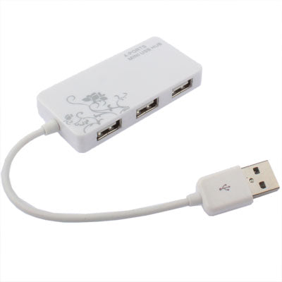 4 Ports USB 2.0 HUB, Plug and Play, White
