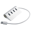 High Speed 5Gbps 4 Ports USB 3.0 HUB Portable Aluminum USB Splitter, Support 2TB(Silver)