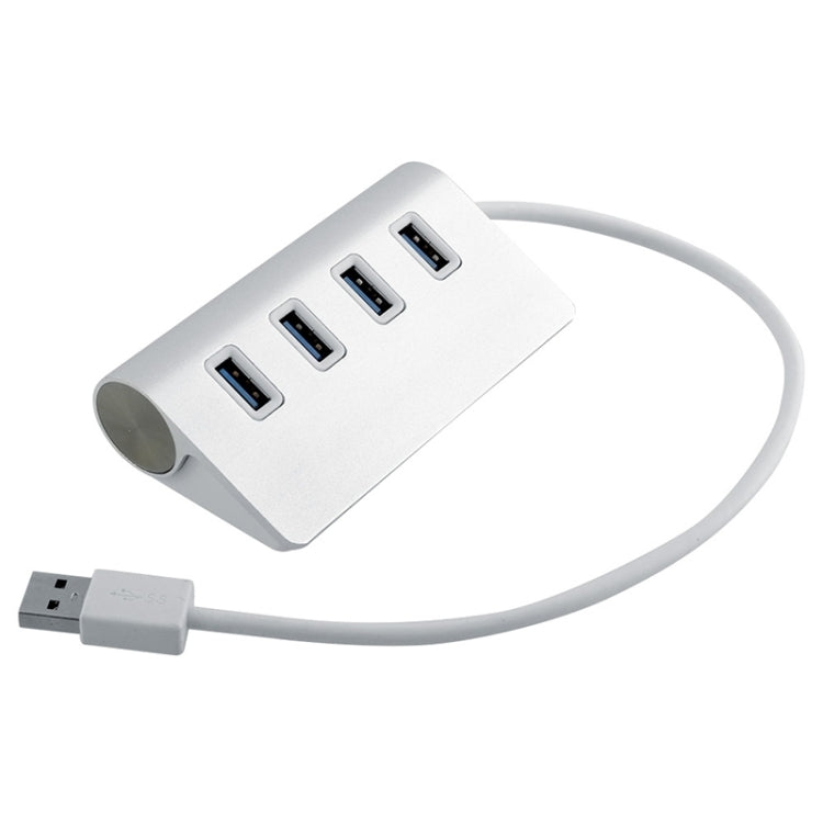 High Speed 5Gbps 4 Ports USB 3.0 HUB Portable Aluminum USB Splitter, Support 2TB(Silver)