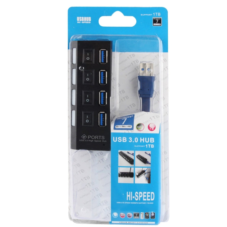 4 Ports USB 3.0 HUB, Super Speed 5Gbps, Plug and Play, Support 1TB (Black)
