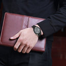 Fashion 3 Dial Quartz Wrist Calendar Watch with Silicone Strap (Black)