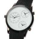 Fashion 3 Dial Quartz Wrist Calendar Watch with Silicone Strap (White)