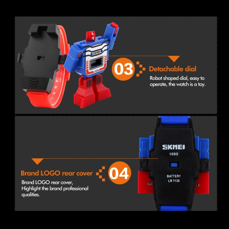 SKMEI Transformation Toy Shape Changing Removable Dial Digital Movement Children Watch with PU Plastic Cement Band(Dark Blue)