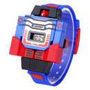 SKMEI Transformation Toy Shape Changing Removable Dial Digital Movement Children Watch with PU Plastic Cement Band(Dark Blue)
