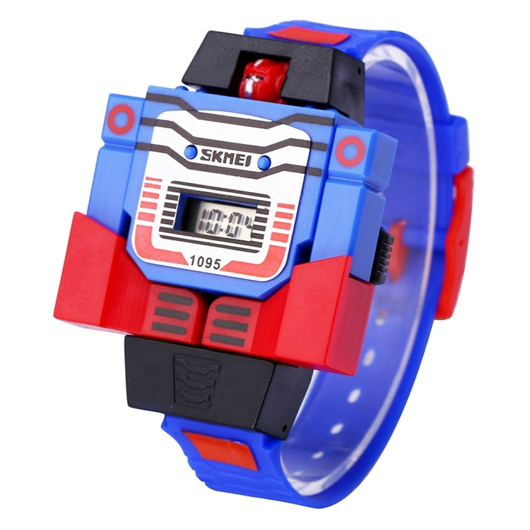 SKMEI Transformation Toy Shape Changing Removable Dial Digital Movement Children Watch with PU Plastic Cement Band(Dark Blue)