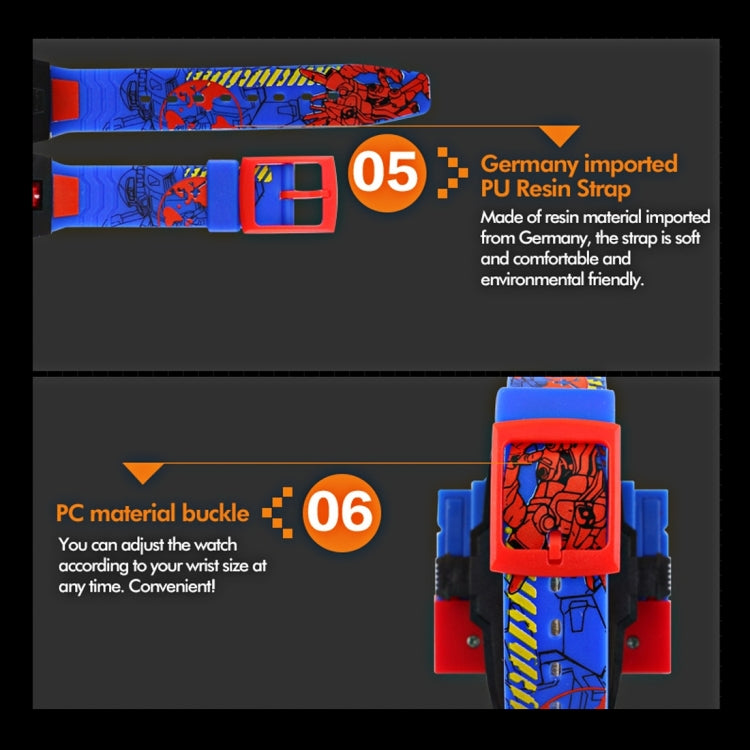 SKMEI Transformation Toy Shape Changing Removable Dial Digital Movement Children Watch with PU Plastic Cement Band(Red)