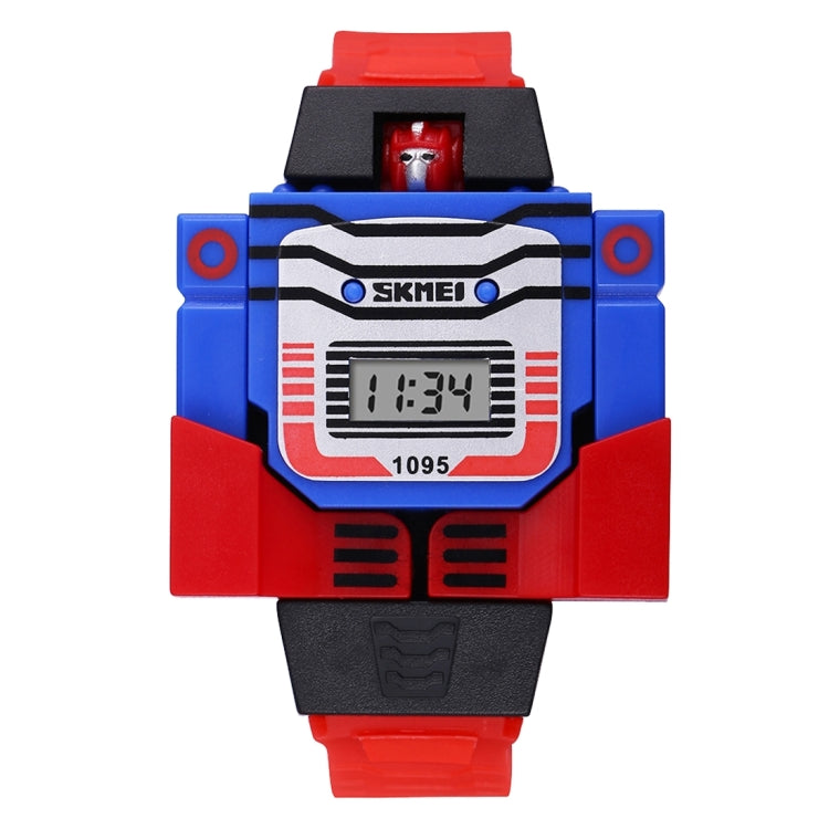 SKMEI Transformation Toy Shape Changing Removable Dial Digital Movement Children Watch with PU Plastic Cement Band(Red)