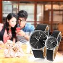 Black Dial Men Quartz Watch with Black Leather Watchband