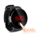 Touch Screen Unisex LED Digital Watch Wristwatch Timepiece Silicon Strap ( Black )(Black)