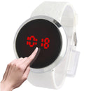 Touch Screen Unisex LED Digital Watch Wristwatch Timepiece Silicon Strap ( White )(White)