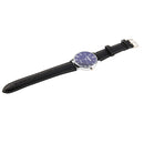 Luminous Round Dial Retro Digital Display Men Quartz Watch with PU Leather Band (Black + Blue)