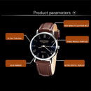 Luminous Round Dial Retro Digital Display Men Quartz Watch with PU Leather Band (Black + Blue)