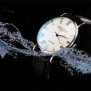 Luminous Round Dial Retro Digital Display Men Quartz Watch with PU Leather Band (Black + Blue)