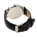 Luminous Round Dial Retro Digital Display Men Quartz Watch with PU Leather Band (Black + White)
