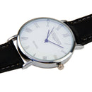 Luminous Round Dial Retro Digital Display Men Quartz Watch with PU Leather Band (Black + White)