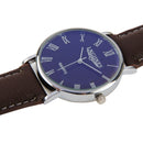 Luminous Round Dial Retro Digital Display Men Quartz Watch with PU Leather Band (Brown + Blue)