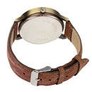 Denim Texture Style Round Dial Retro Digital Display Women & Men Quartz Watch with PU Leather Band(Brown)