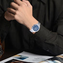 Round Dial 3 Decoration Dials Men Quartz Watch with Metal Band(Blue)