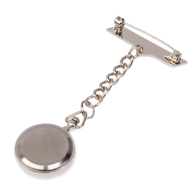 Portable Alloy Nurse Round Quartz Wristwatch Watch with Pin(Silver)