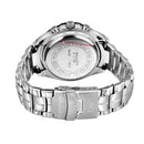 TVG Round Dial Hardlex Watch Window Luminous & Alarm & Week Display Function Quartz + Digital Double Movement Men Watch with Alloy Band(White)
