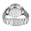 TVG Round Dial Glass Watch Window Luminous & Alarm & Week Display Function Quartz + Digital Double Movement Men Watch with Alloy Band(Black)