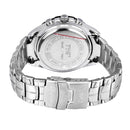 TVG Round Dial Glass Watch Window Luminous & Alarm & Week Display Function Quartz + Digital Double Movement Men Watch with Alloy Band(White)