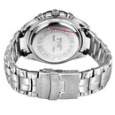 TVG Round Dial Glass Watch Window Luminous & Alarm & Week Display Function Quartz + Digital Double Movement Men Watch with Alloy Band(Black)