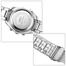 TVG Round Dial Glass Watch Window Luminous & Alarm & Week Display Function Quartz + Digital Double Movement Men Watch with Alloy Band(Black)