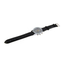 Luminous Round Dial 3 Decoration Dials Unisex Quartz Watch with PU Leather Band(Black)
