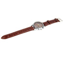 Luminous Round Dial 3 Decoration Dials Unisex Quartz Watch with PU Leather Band(Coffee)