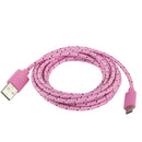 Nylon Netting Style Micro 5 Pin USB Data Transfer / Charge Cable for Galaxy S IV / i9500 / S III / i9300 / Note II / N7100 / Nokia / HTC / Blackberry / Sony, Length: 3m(Pink)