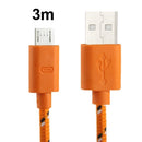 Nylon Netting Style Micro 5 Pin USB Data Transfer / Charge Cable for Galaxy S IV / i9500 / S III / i9300 / Note II / N7100 / Nokia / HTC / Blackberry / Sony, Length: 3m(Orange)