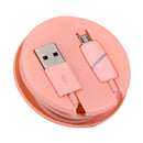 1M Circular Bobbin Gift Box Style Micro USB to USB 2.0 Data Sync Cable with LED Indicator Light, For Samsung, HTC, Sony, Huawei, Xiaomi(Pink)