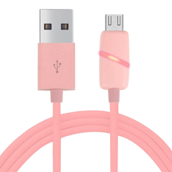 1M Circular Bobbin Gift Box Style Micro USB to USB 2.0 Data Sync Cable with LED Indicator Light, For Samsung, HTC, Sony, Huawei, Xiaomi(Pink)