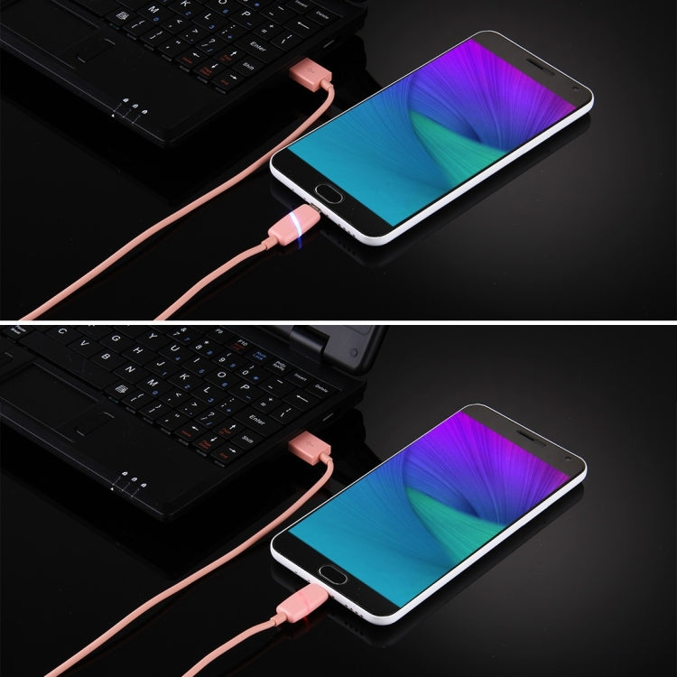 1M Circular Bobbin Gift Box Style Micro USB to USB 2.0 Data Sync Cable with LED Indicator Light, For Samsung, HTC, Sony, Huawei, Xiaomi(Pink)