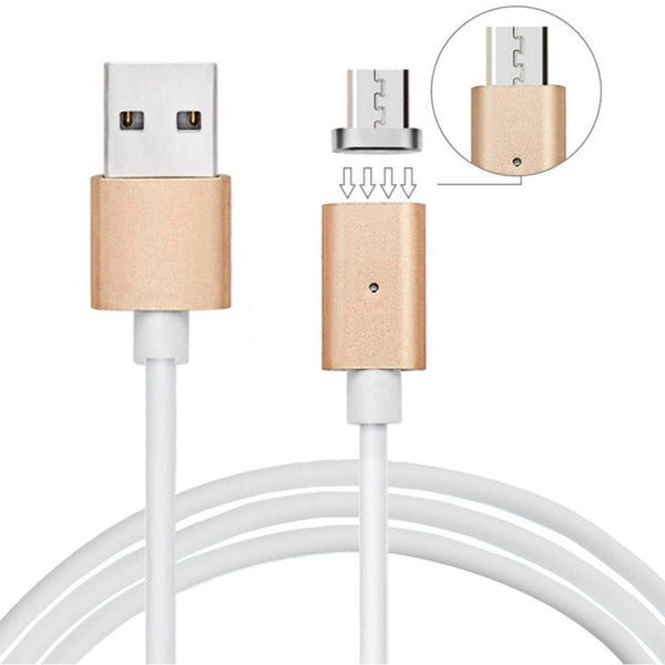 1m Metal Head Magnetic Micro USB to USB Data Sync Charging Cable, For Samsung, Huawei, HTC, Xiaomi Mobile Phones(Gold)