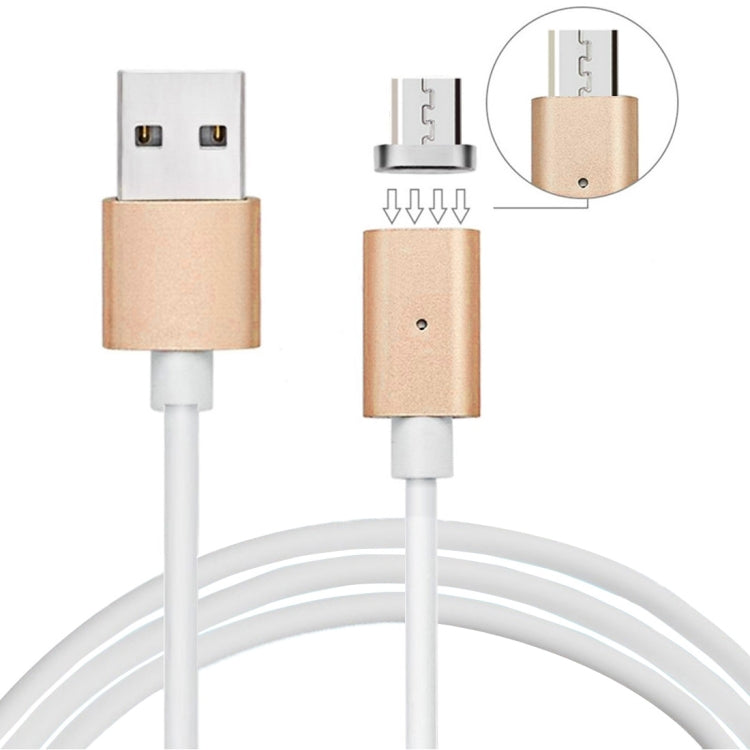 1m Metal Head Magnetic Micro USB to USB Data Sync Charging Cable, For Samsung, Huawei, HTC, Xiaomi Mobile Phones(Gold)
