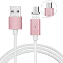 1m Metal Head Magnetic Micro USB to USB Data Sync Charging Cable, For Samsung, Huawei, HTC, Xiaomi Mobile Phones(Rose Gold)