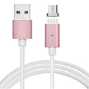 1m Metal Head Magnetic Micro USB to USB Data Sync Charging Cable, For Samsung, Huawei, HTC, Xiaomi Mobile Phones(Rose Gold)