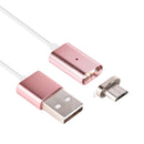 1m Metal Head Magnetic Micro USB to USB Data Sync Charging Cable, For Samsung, Huawei, HTC, Xiaomi Mobile Phones(Rose Gold)