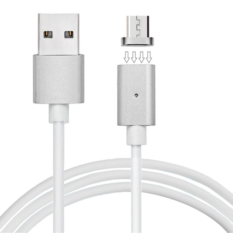 1m Metal Head Magnetic Micro USB to USB Data Sync Charging Cable, For Samsung, Huawei, HTC, Xiaomi Mobile Phones(Silver)