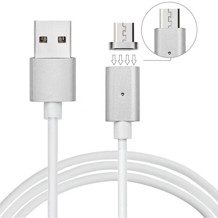 1m Metal Head Magnetic Micro USB to USB Data Sync Charging Cable, For Samsung, Huawei, HTC, Xiaomi Mobile Phones(Silver)