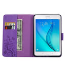 For Galaxy Tab A 8.0 / T350 Pressed Flowers Butterfly Pattern Horizontal Flip PU Leather Case with Magnetic Buckle & Holder & Card Slots & Wallet(Purple)