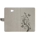 For Galaxy Tab A 10.1 Pressed Flowers Butterfly Pattern Horizontal Flip PU Leather Case with Magnetic Buckle & Holder & Card Slots & Wallet(Grey)
