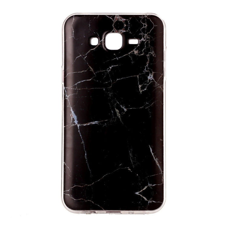 For Galaxy J7 / J700 Black Marbling Pattern Soft TPU Protective Back Cover Case