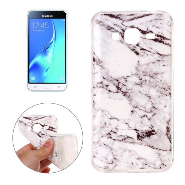 For Galaxy J3 (2016) / J310 White Marbling Pattern Soft TPU Protective Back Cover Case
