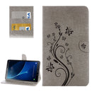 For Galaxy Tab A 10.1 (2016) / P580 Butterflies Love Flowers Embossing Horizontal Flip Leather Case with Holder & Card Slots & Wallet(Grey)