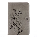 For Galaxy Tab A 10.1 (2016) / P580 Butterflies Love Flowers Embossing Horizontal Flip Leather Case with Holder & Card Slots & Wallet(Grey)